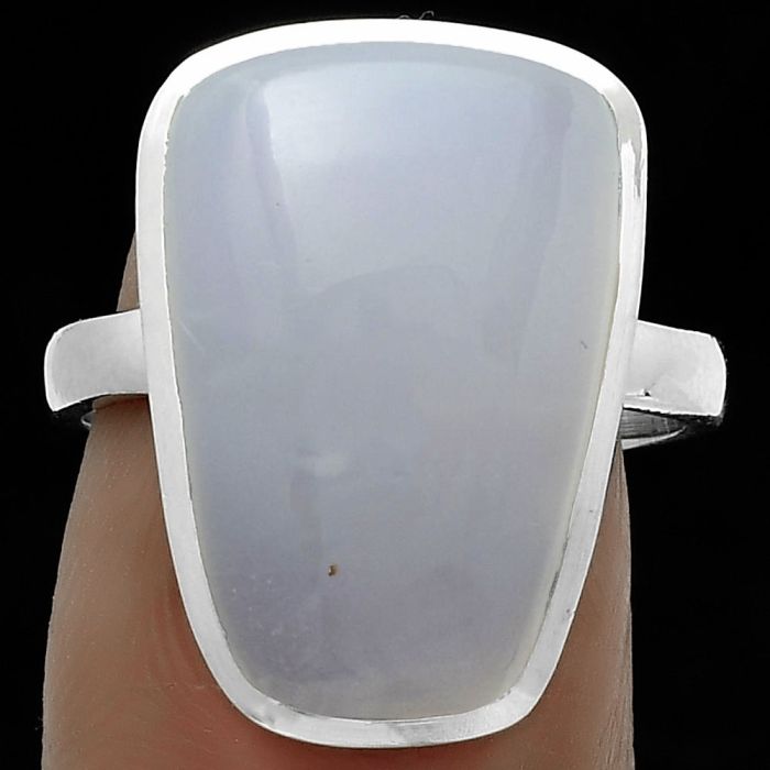 Natural Milky Chalcedony Ring size-7.5 SDR175940 R-1004, 13x19 mm