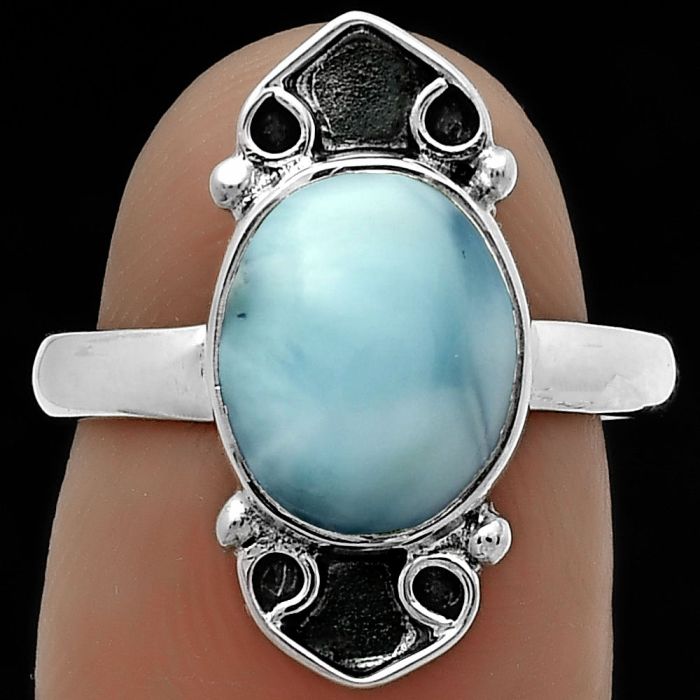 Natural Larimar (Dominican Republic) Ring size-7 SDR176074 R-1204, 9x11 mm