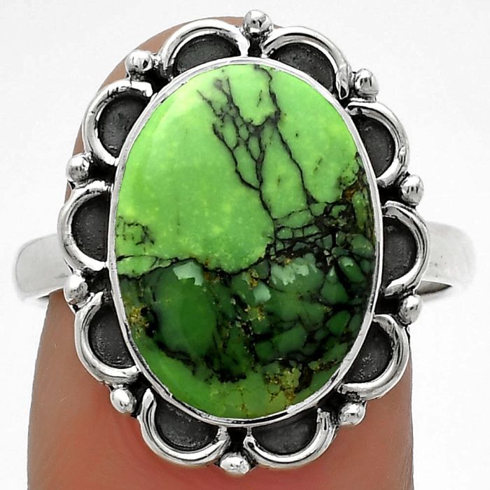 Natural Green Matrix Turquoise Ring size-8.5 SDR176142 R-1092, 11x15 mm