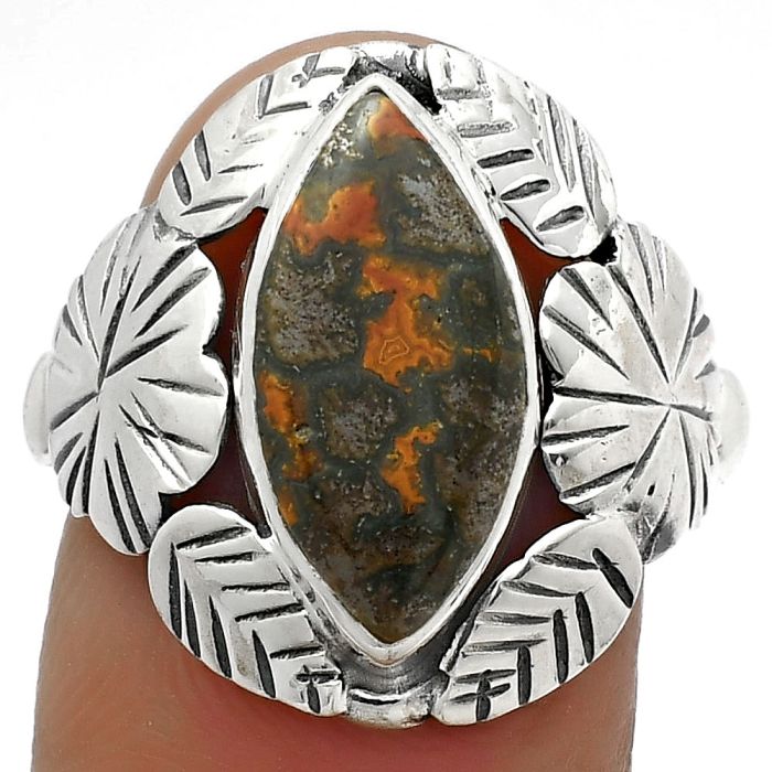 Southwest Design - Rare Cady Mountain Agate Ring size-7.5 SDR176206 R-1352, 8x16 mm