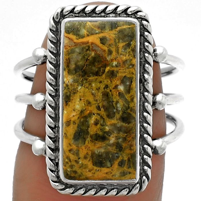 Natural Moroccan Yellow Jacket Jasper Ring size-7 SDR176272 R-1010, 8x18 mm