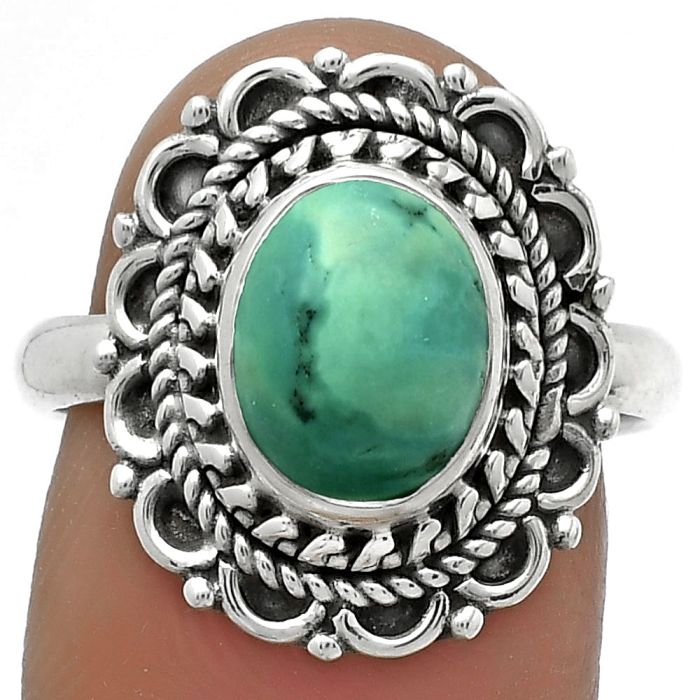 Natural Turquoise Magnesite Ring size-8 SDR176513 R-1256, 8x10 mm