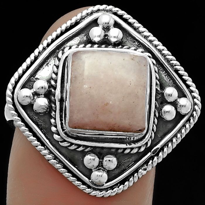 Natural Pink Scolecite Ring size-9 SDR176626 R-1258, 9x9 mm