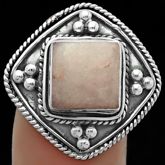 Natural Pink Scolecite Ring size-9 SDR176627 R-1258, 10x10 mm