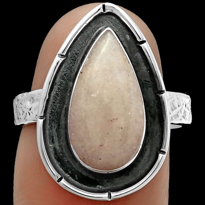 Natural Pink Scolecite Ring size-7.5 SDR176729 R-1688, 8x15 mm