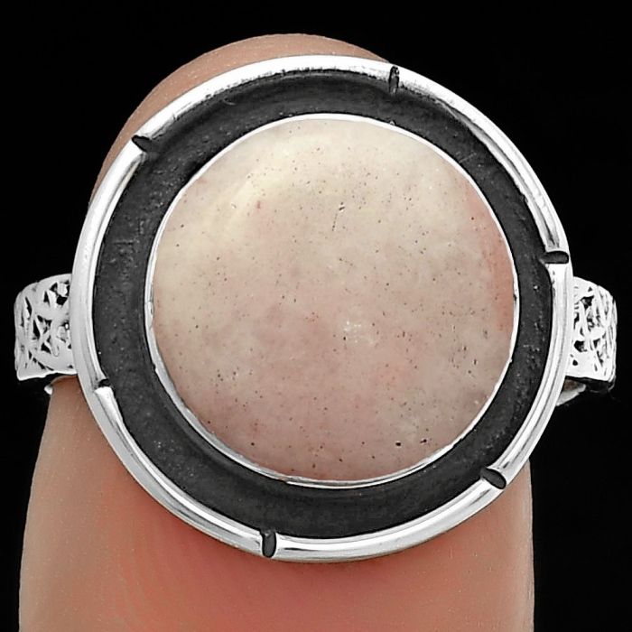 Natural Pink Scolecite Ring size-8 SDR176730 R-1688, 12x12 mm