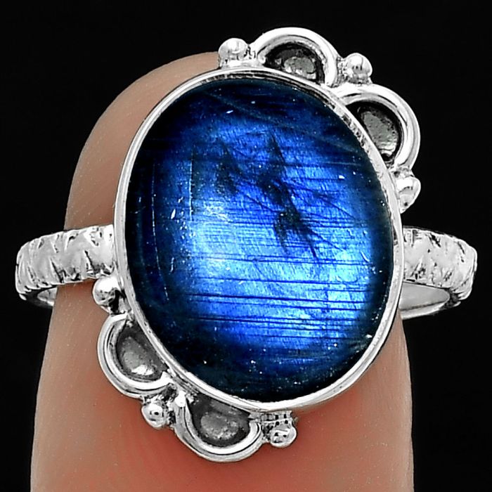 Blue Fire Labradorite - Madagascar Ring size-8.5 SDR176842 R-1103, 12x15 mm