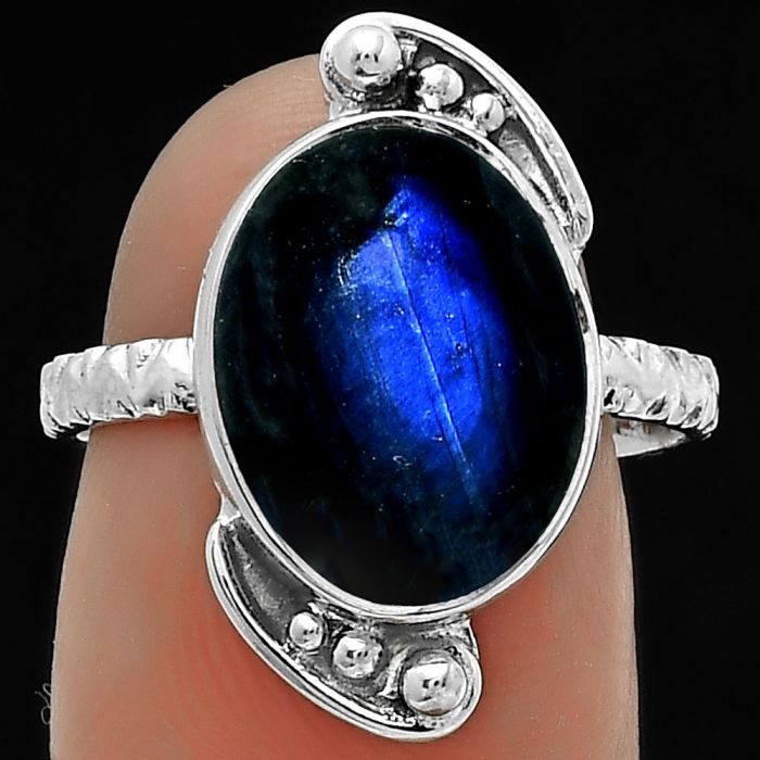Blue Fire Labradorite - Madagascar Ring size-7.5 SDR176859 R-1160, 11x14 mm