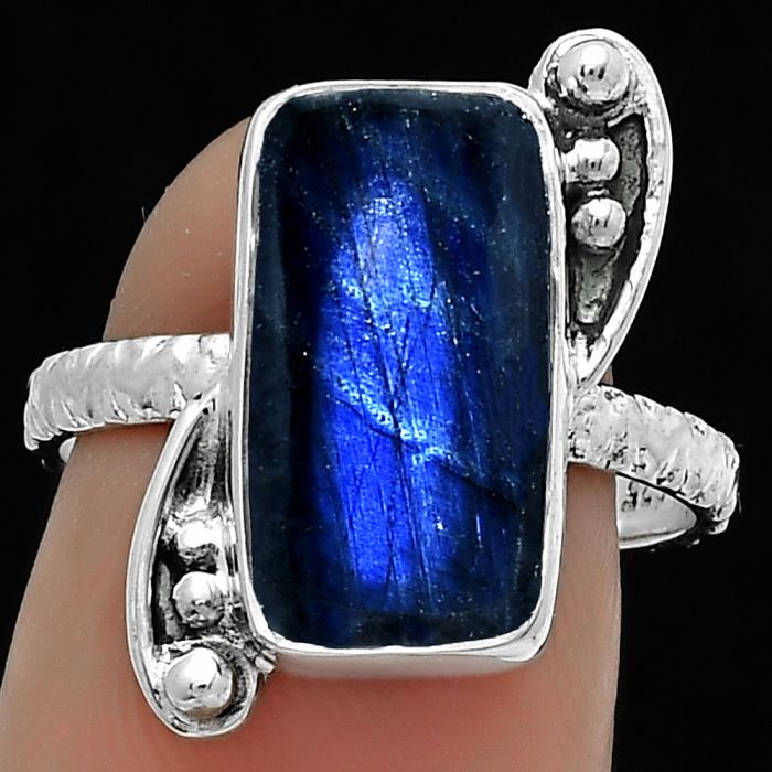 Blue Fire Labradorite - Madagascar Ring size-7.5 SDR176870 R-1160, 8x15 mm