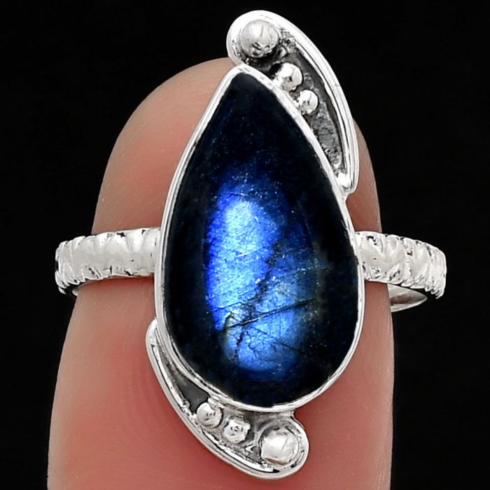 Blue Fire Labradorite - Madagascar Ring size-7.5 SDR176877 R-1160, 9x16 mm