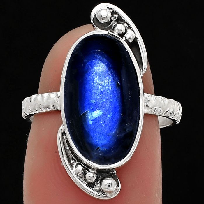 Blue Fire Labradorite - Madagascar Ring size-7.5 SDR176889 R-1160, 9x16 mm