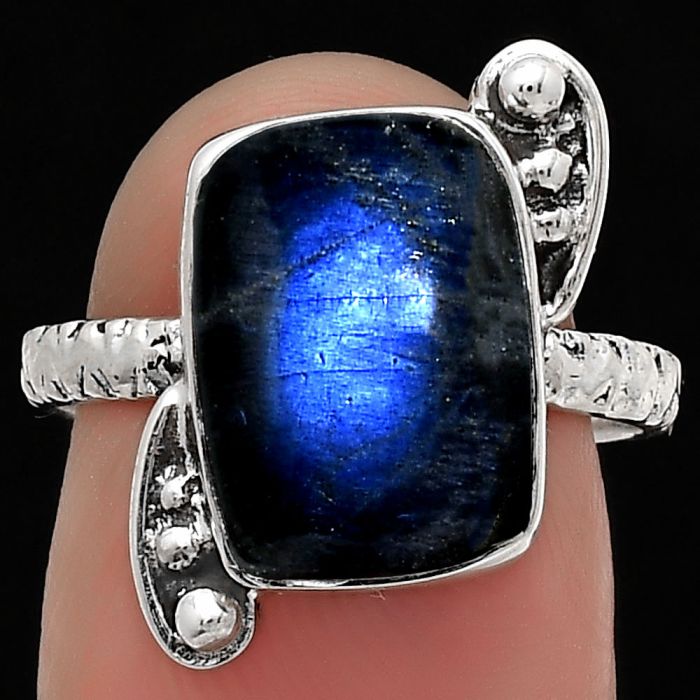 Blue Fire Labradorite - Madagascar Ring size-7 SDR176891 R-1160, 9x13 mm