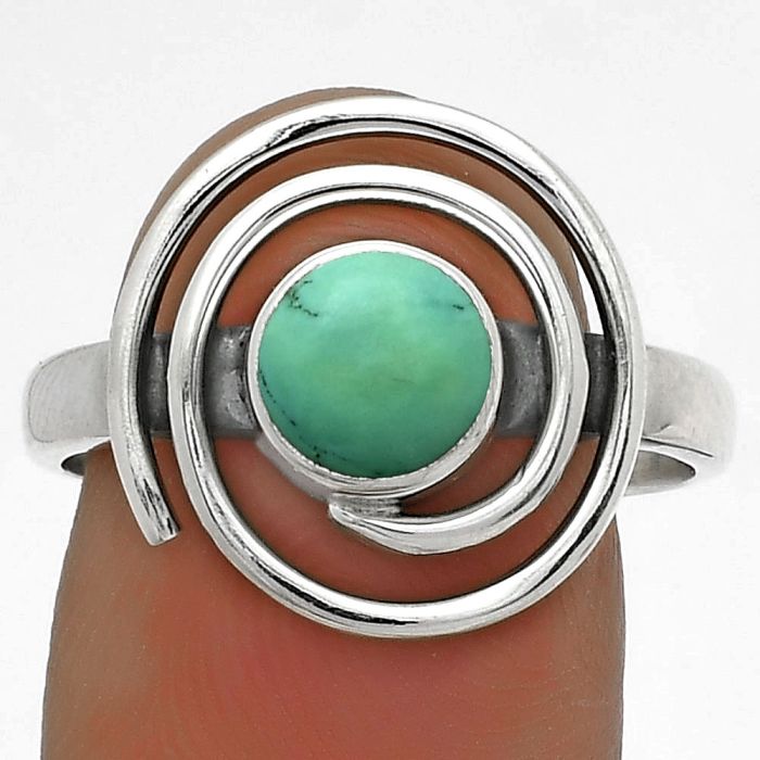 Spiral - Natural Turquoise Magnesite Ring size-8.5 SDR177295 R-1485, 7x7 mm