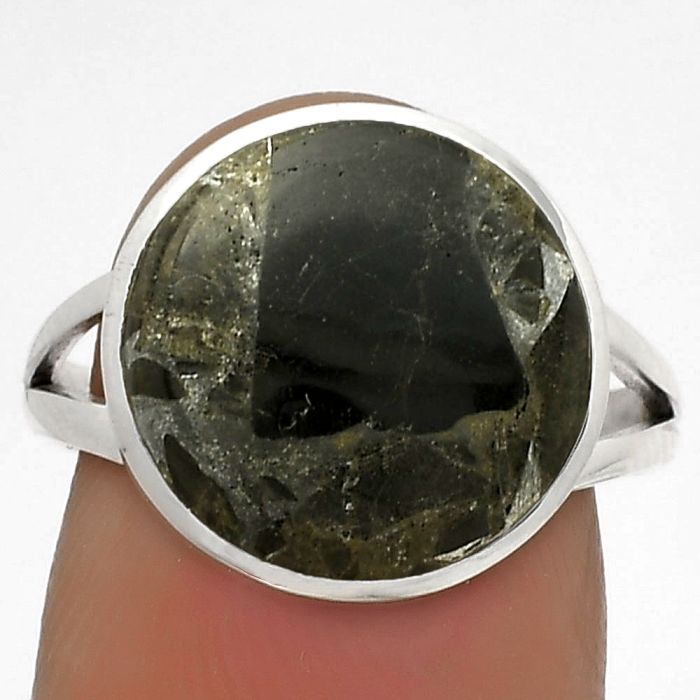 Natural Obsidian And Zinc Ring size-8 SDR177533 R-1005, 14x14 mm