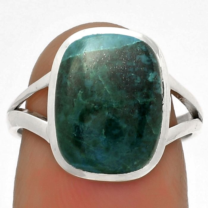 Natural Azurite Chrysocolla Ring size-7 SDR177537 R-1005, 10x13 mm