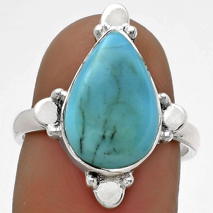 Natural Rare Turquoise Nevada Aztec Mt Ring size-7 SDR177841 R-1119, 9x14 mm
