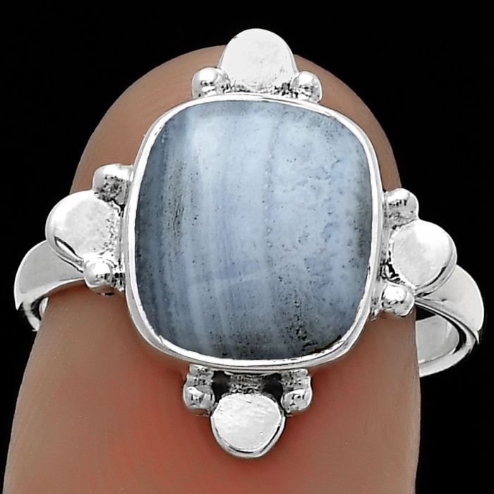 Natural Blue Lace Agate - South Africa Ring size-7 SDR177855 R-1119, 10x11 mm