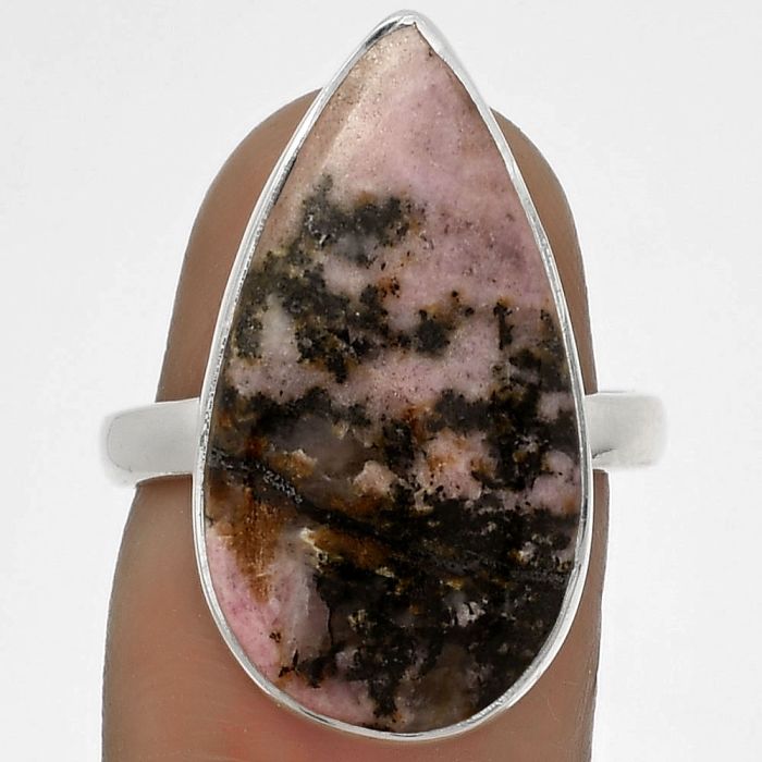 Natural Rhodonite Ring size-7 SDR178258 R-1001, 13x24 mm