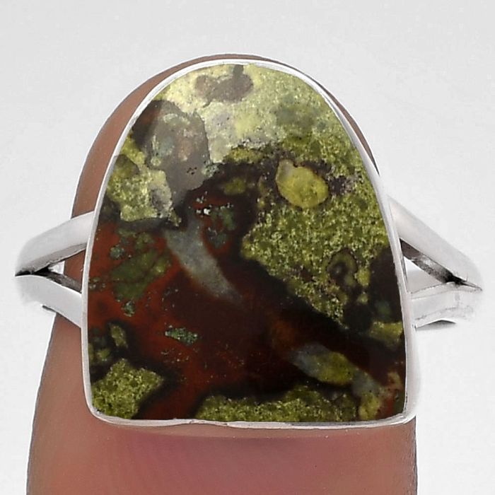 Dragon Blood Stone - South Africa Ring size-8.5 SDR178413 R-1002, 13x15 mm