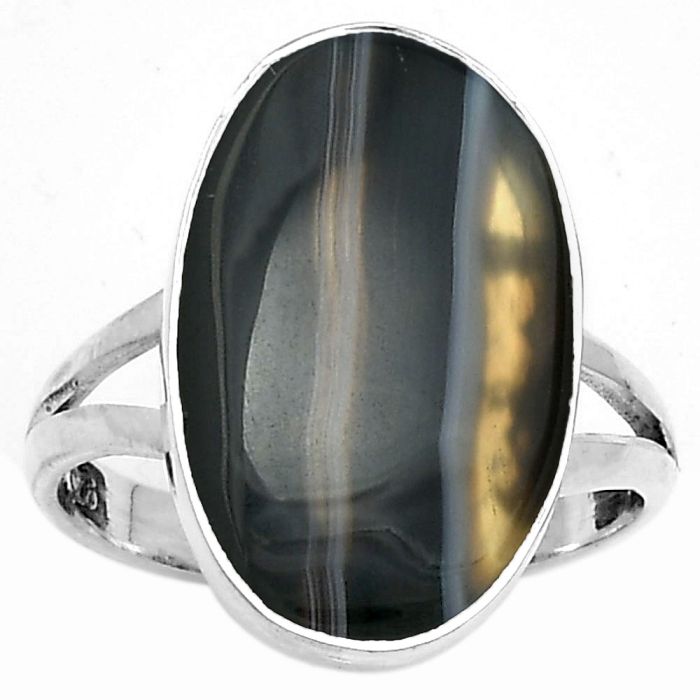 Natural Banded Onyx Ring size-8.5 SDR178452 R-1002, 12x19 mm
