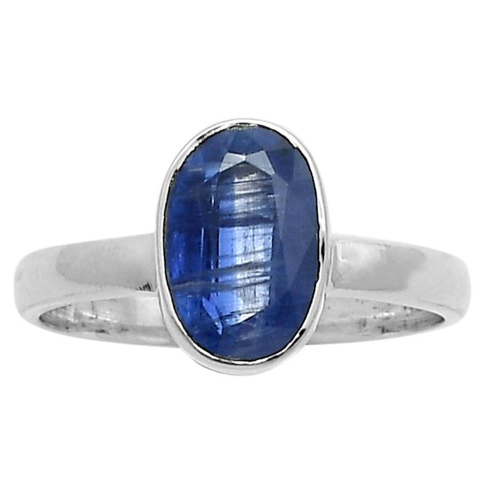 Faceted Natural Blue Kyanite Ring size-8.5 SDR178578 R-1001, 7x10 mm