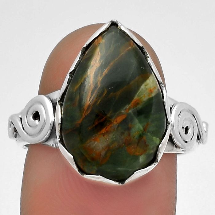 Natural Turkish Rainforest Chrysocolla Ring size-8 SDR178825 R-1315, 12x17 mm