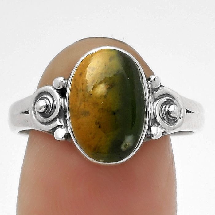 Natural Chrome Chalcedony Ring size-9 SDR178866 R-1315, 8x12 mm