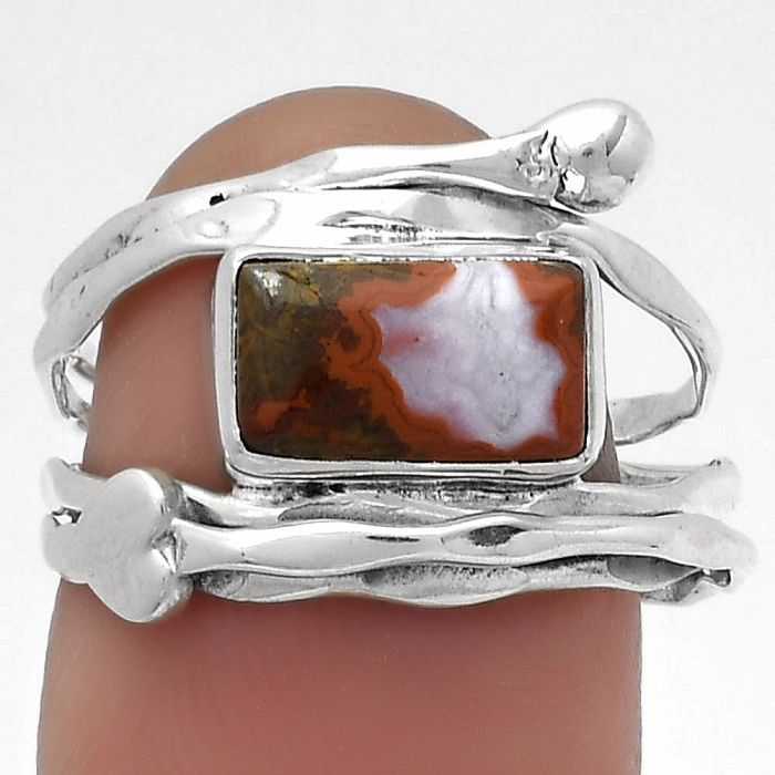Valentine Gift Heart - Rare Cady Mountain Agate Ring size-8 SDR178992 R-1135, 6x10 mm