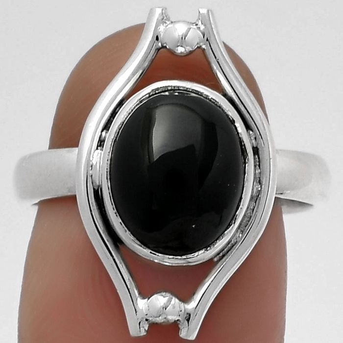 Natural Black Onyx - Brazil Ring size-8 SDR179089 R-1663, 9x11 mm