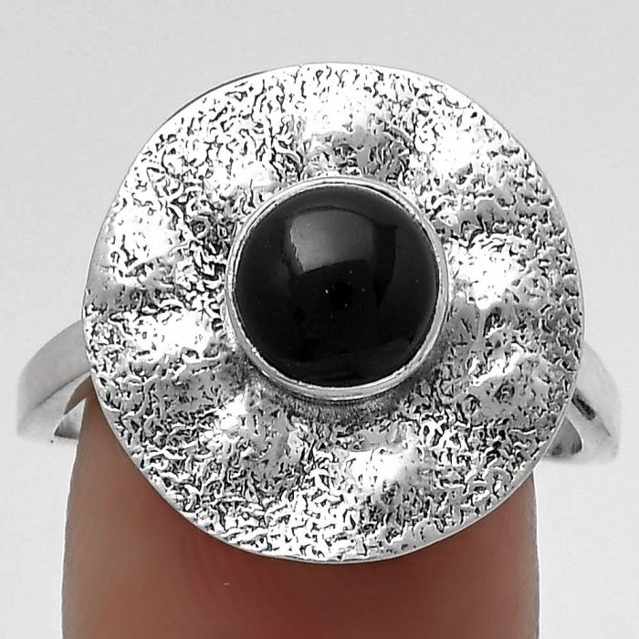 Natural Black Onyx - Brazil Ring size-8 SDR179106 R-1531, 7x7 mm