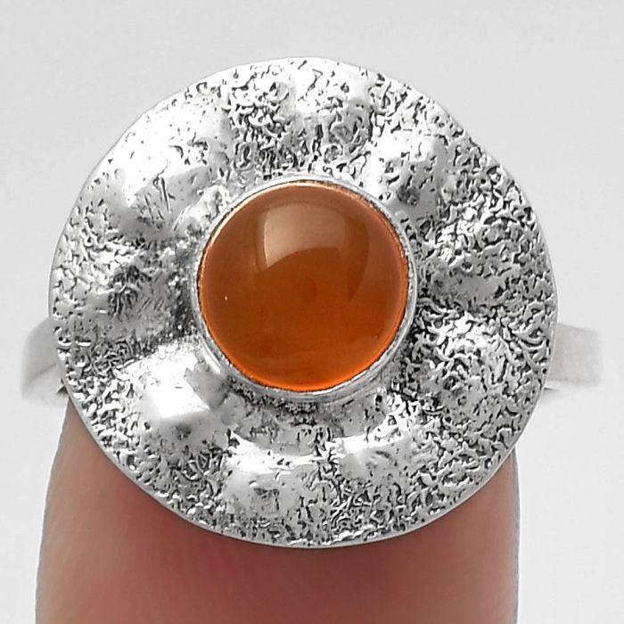 Natural Carnelian Ring size-8 SDR179111 R-1531, 7x7 mm
