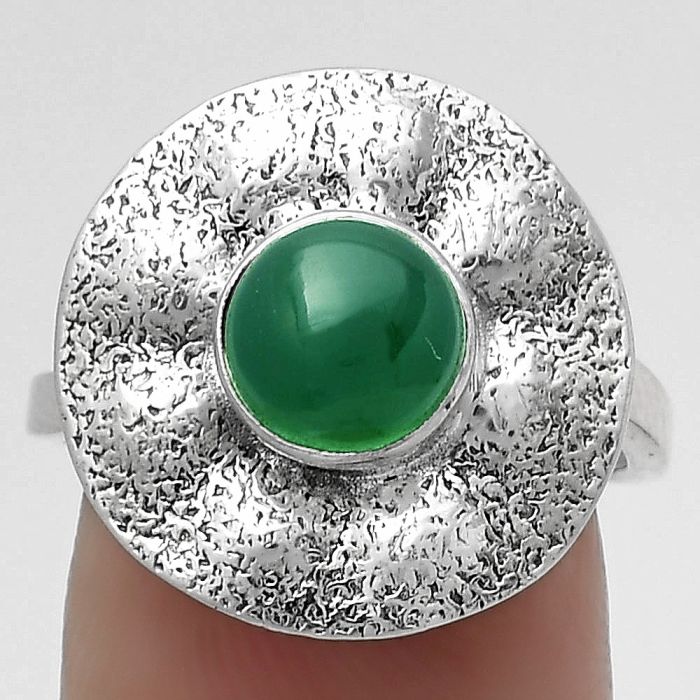 Natural Green Onyx Ring size-7 SDR179125 R-1531, 7x7 mm