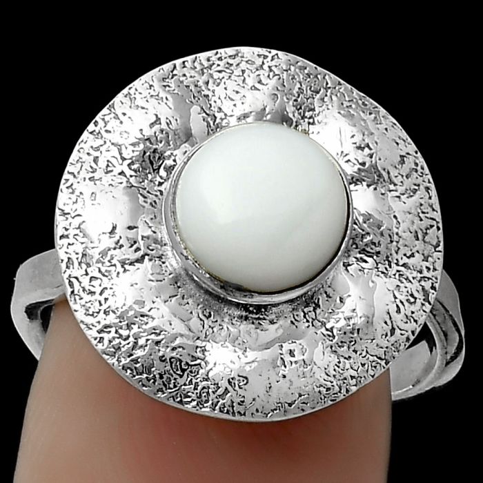 Natural White Opal Ring size-8 SDR179142 R-1531, 7x7 mm