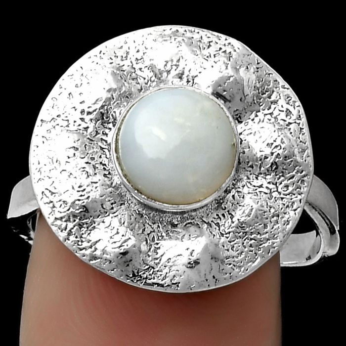 Natural White Opal Ring size-9.5 SDR179143 R-1531, 7x7 mm