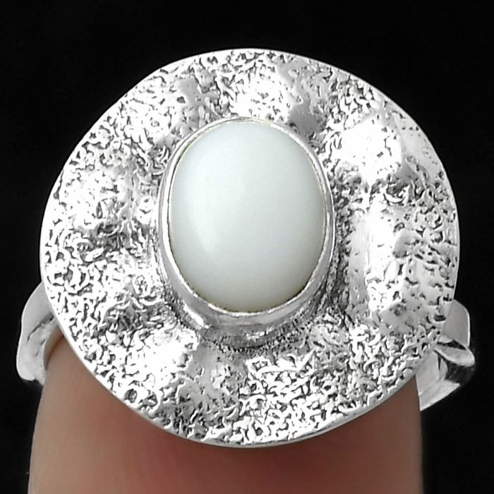 Natural White Opal Ring size-7 SDR179145 R-1531, 6x8 mm