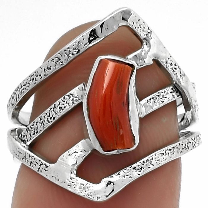 Natural Coral Stick Ring size-7 SDR179289 R-1471, 4x9 mm