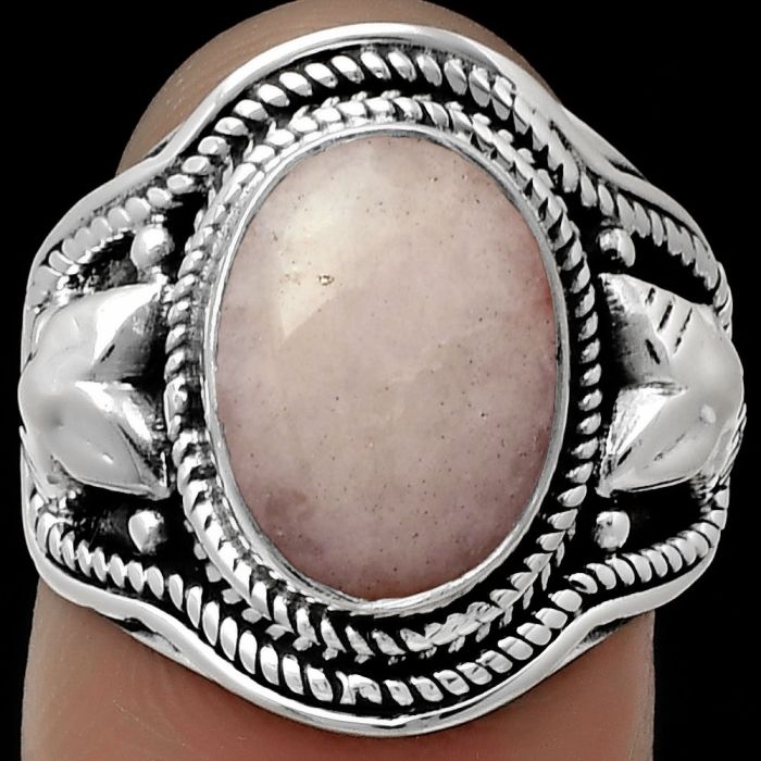 Natural Pink Scolecite Ring size-7 SDR179461 R-1312, 9x12 mm