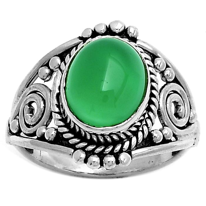 Natural Green Onyx Ring size-7 SDR179578 R-1270, 8x10 mm