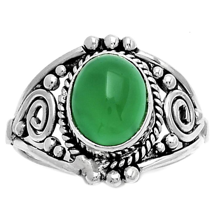 Natural Green Onyx Ring size-7.5 SDR179601 R-1270, 8x10 mm