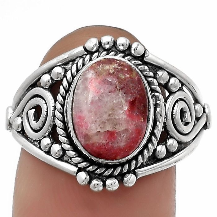 Natural Pink Thulite - Norway Ring size-8.5 SDR179613 R-1270, 8x10 mm