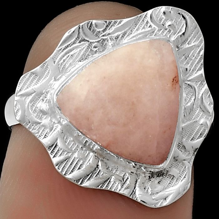 Natural Pink Scolecite Ring size-6.5 SDR179712 R-1090, 10x10 mm
