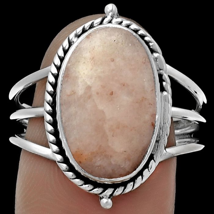 Natural Pink Scolecite Ring size-9.5 SDR179834 R-1010, 10x16 mm