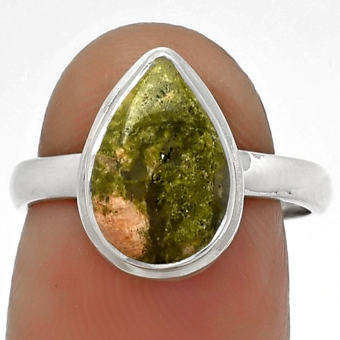Natural Unakite Ring size-7 SDR179893 R-1007, 8x12 mm