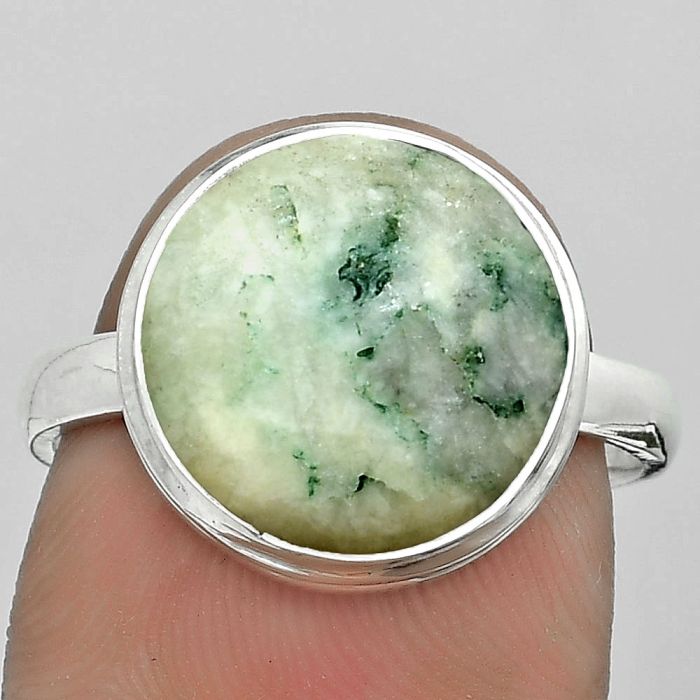 Natural Tree Weed Moss Agate - India Ring size-8.5 SDR179925 R-1007, 13x13 mm