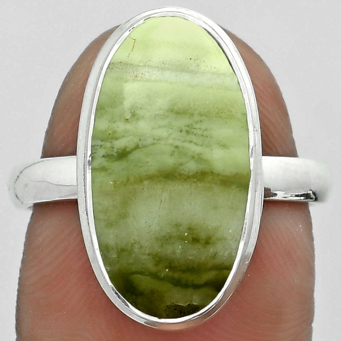 Natural Serpentine Ring size-8 SDR179936 R-1007, 9x18 mm