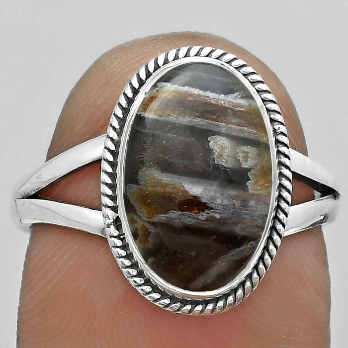 Natural Tube Agate - Turkish Ring size-7.5 SDR180313 R-1010, 9x13 mm
