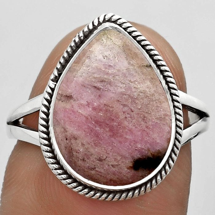 Natural Rhodonite Ring size-8 SDR180380 R-1010, 12x16 mm