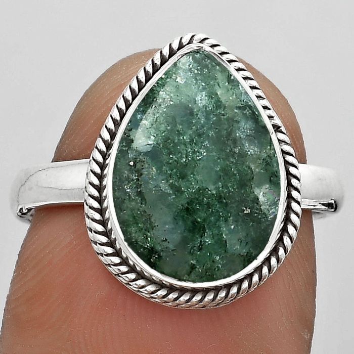 Natural Green Aventurine Ring size-8 SDR180479 R-1009, 10x14 mm