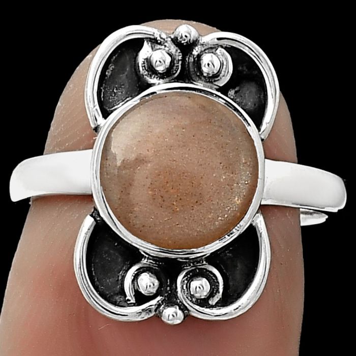Natural Sunstone - Namibia Ring size-7 SDR180563 R-1121, 9x9 mm