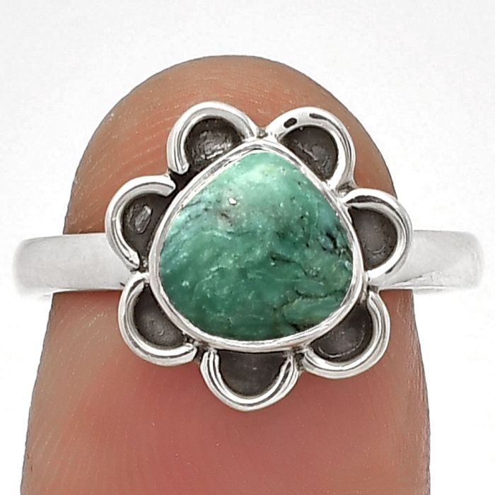 Natural Turquoise Morenci Mine Ring size-7 SDR180700 R-1092, 8x8 mm